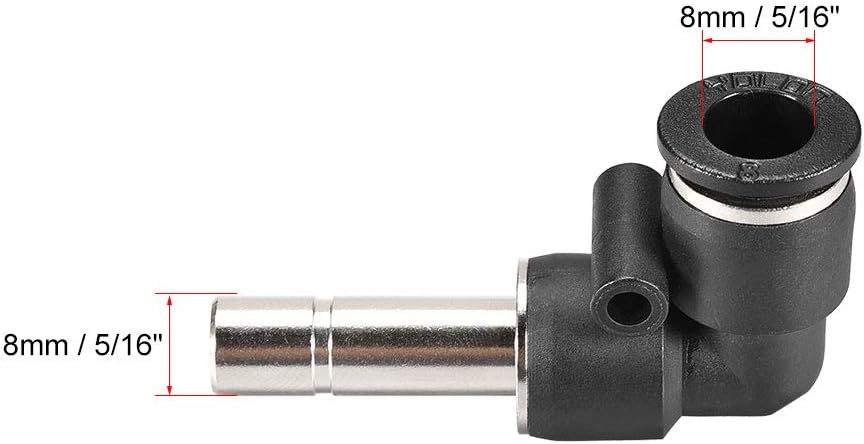 sourcing map Push to Connect Tube Fitting Plug-in Elbow Pneumatic Air Push Fit Lock Fitting 8mm Tube OD X 8mm Tube Stem 3pcs - Image 3