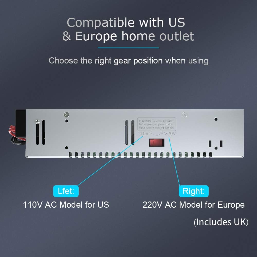 SMPS 110V AC to 12V DC Converter Power Supply Adapter Switch Transformer Max 50A 600W (New Version): Home Audio & Theater