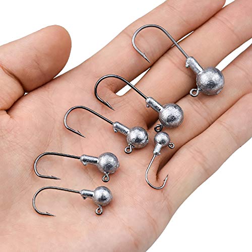 NATEE 45 Stück Jighaken mit Round Jighead für Gummifische zum Raubfishangeln, Bleikopf-Angelhaken Set mit verschieden… – Bild 6