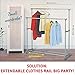 Tatkraft Big Party Double Clothes Rail Telescopic Extendable Extra Space Rack Chrome Plated Steel 37-63