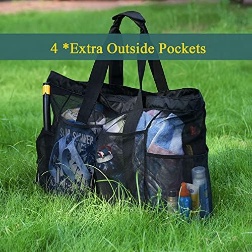 Bulex Extra Large Beach Bags and Totes - XXL Mesh Tote Bag with Pockets & Zipper, Heavy Duty, Lightweight & Foldable - Oversized Carry Tote Bag for Towels, Perfect to Carry All Items for Your Family 7 Bulex Extra Large Beach Bags and Totes - XXL Mesh Tote Bag with Pockets & Zipper, Heavy Duty, Lightweight & Foldable - Oversized Carry Tote Bag for Towels, Perfect to Carry All Items for Your Family
