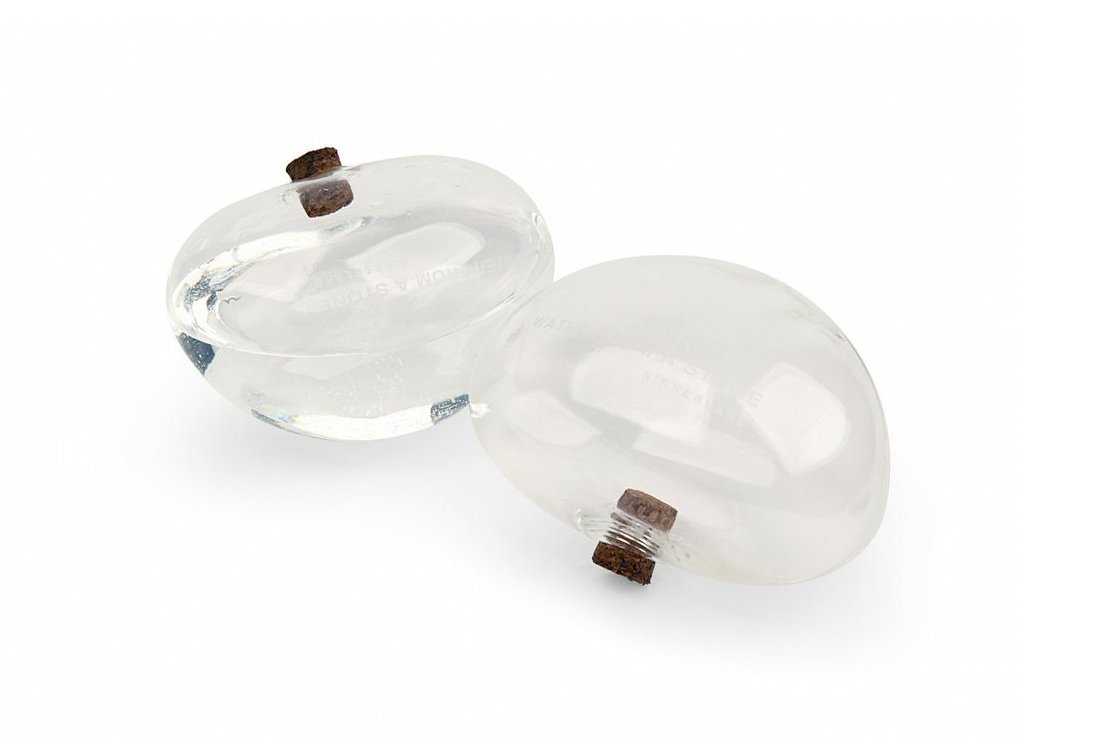 KIKKERLAND Water from a Stone – Blown Glass Automatic Self-Watering Plant Globes, Set of 2