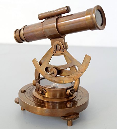 Antique Vintage Brass Theodolite Alidade Telescope Compass Instrument Gift Item