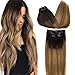 GOO GOO Clip in Hair Extensions Real Human Hair, Remy Human Hair Extensions Clip ins for Women, Natural Human Hair, 22inch 120g 7Pcs, 2/6/18 Balayage Brown to Dirty Blonde