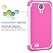 Tekcoo for Galaxy S4 Case, [Tmajor Series] [White/Pink] Shock Absorbing Hybrid Rubber Plastic Impact Defender Rugged Slim Hard Case Cover Shell for Samsung Galaxy S4 S IV I9500 GS4 All Carriers