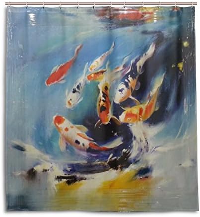 Watercolor Koi Fish Shower Curtain Increasing Thickness Waterproof Mouldproof DIY Custom-48x72(in)