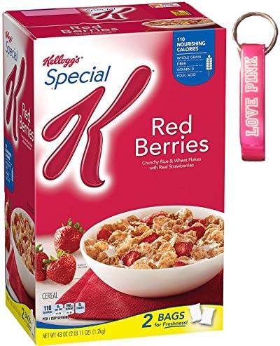 Kellogg's Special K Breakfast Cereal, Red Berries, 43 Ounce Box &amp; Pink Bottle Opener Keychain