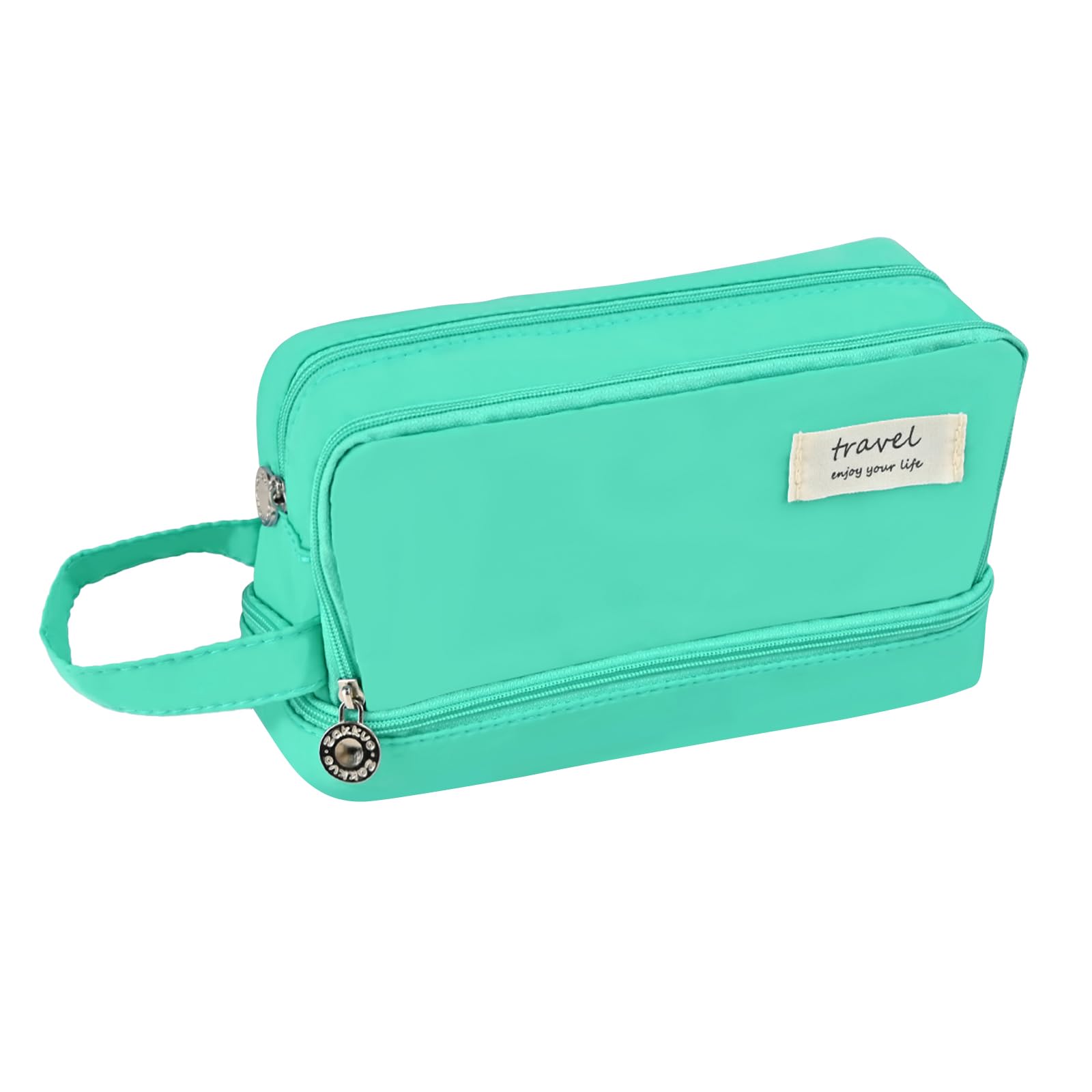 BAYTORY Large Capacity Pencil Case, Aesthetic Pencil Pouch for Girls Boys with 3 Compartments Pen Bag Stationery Organizer Office Makeup Bag for Adult Women Men (Green)