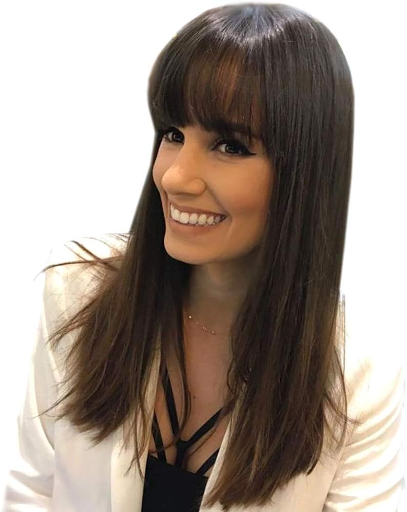 STfantasy Long Straight Women Wig with Bangs for Ladies Daily Used Cosplay Costume (Brown)