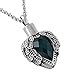 Zahara Memorial Urn Necklace (20 Inches) with Velvet Pouch & Fill Kit | Dark Sapphire Angel Heart Pendant and Chain (Nickel Free)