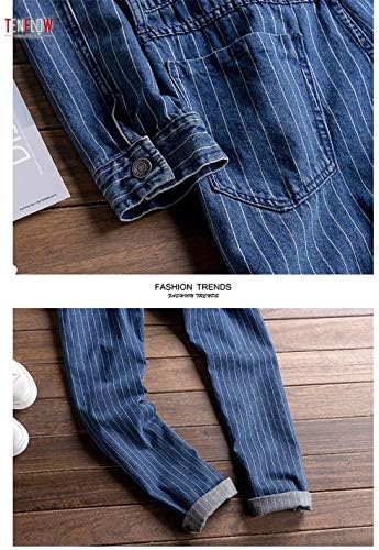 つなぎ オールインワン メンズ 作業着 カバーオール ジーンズ デニムジャケット ジージャン ジャンプスーツ 演出服 ストライプ B07w9c7klm 4 790円 大人気 New Arrival 最安値挑戦 年中無休 高品質 通販