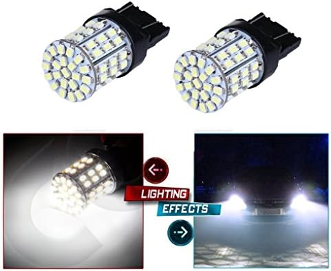 2X Super White 7443 Tail Backup Reverse LED Light 64-SMD Bulbs 7440 T20 W21W (2pk)
