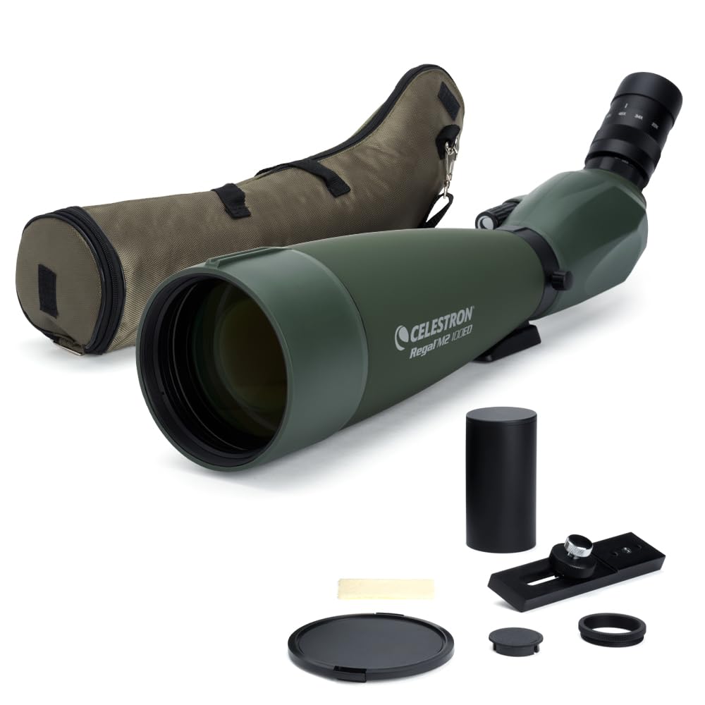 Celestron 52306 Regal M2 22-67x100mm ED Angled Zoom Spotting Scope with Multi-Coated Optics, BaK-4 Prism Glass, Lightweight Magnesium Alloy Body and Padded Carry Case, Green