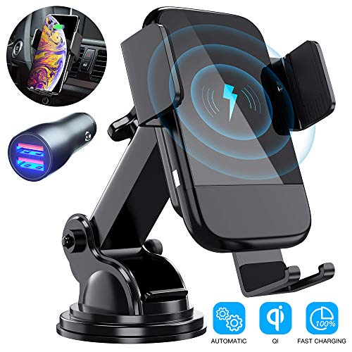 image for Wireless Car Charger, CTYBB Qi Auto-Clamping Air Vent Dashboard Car Ph