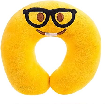 Foyou Emoji Portable U Shaped Neck Support Travel Pillow for Sleeping and Rest on Airplane, Train and Car (Glasses)