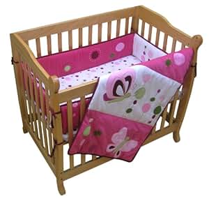 Amazon.com : Lambs & Ivy Raspberry Swirl Mini Crib Set ...
