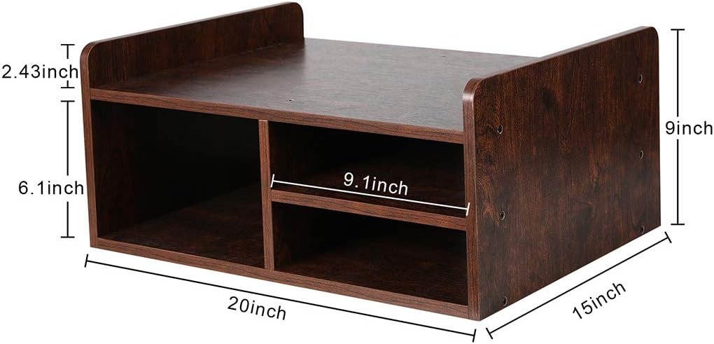 PAG Monitor Printer Stand Computer Riser with Storage Wood Desk Organizer for Home/Office, 2-Tier, Brown: Electronics