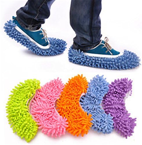 Zebratown 10pcs (5 Pairs) Dust Floor Cleaning Slippers Shoes Mop House Clean Shoe Cover Multifunction (Random Color)
