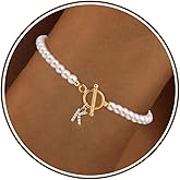 Btysun Initial Bracelet, Pearl Bracelets for Women Birthday Valentines Day Gifts Letter K Initial Bracelets for Women 14K Gold Graduation Retirement Jewelry