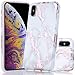 BAISRKE Compatible with iPhone Xs Max Case, Shiny Rose Gold Marble Design Bumper Matte TPU Soft Rubber Silicone Cover Phone Case for iPhone Xs Max 2018 6.5 inch - White