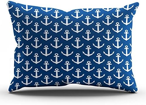 Boitty Pillow Case Navy Blue with Boat Anchor Pattern Pillowcases Personalized Decorative Soft Throw Pillow Covers Cases Lumbar 12x24 Inches One Side