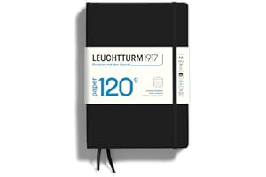 LEUCHTTURM1917-120G Special Edition - Medium A5 Ruled Hardcover Notebook (Black) - 203 Numbered Pages with 120gsm Paper