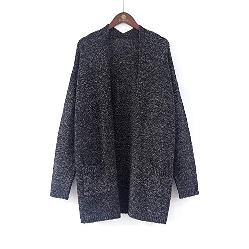 Sanyyanlsy Women's Winter Solid Knitted Open Front Cardigan Coat with Pocket Autumn Fashion Long Sleeve Sweater Tops Tee Black