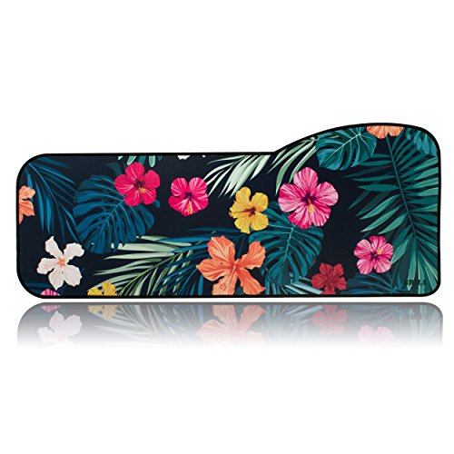 BRILA Extended mouse pad - Curve Design Gaming mouse pad - Stitched edges & Skid Proof rubber base - 29.5" x 12.1" x 0.12" X-Large Mouse Keyboard Desk Mat for Computer Laptop (Tropical Floral Leaves) - Thumbnail 7