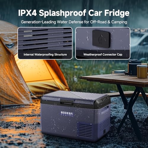 BODEGA 12 volt Car Refrigerator - 26QT Portable Freezer IPX4 Waterproof Car Fridge Electric Cooler Ultra-Quiet for Truck Van Camping Travel 12/24V DC 110~240 Volt AC,-4℉~68℉