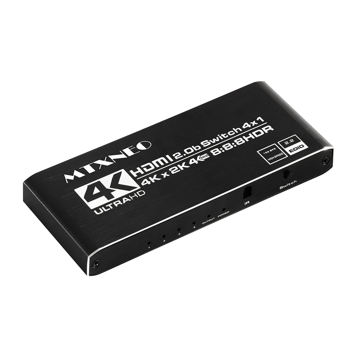 4K x 2K60HZ HDR HDMI Switch, MTXNEO 4 Ports HDMI 2.0 Switch 4 Input 1 Output with IR Remote Control, Supports HDCP 2.2 Ultra HD HDR 3D HD1080P Dolby DST, HDMI Switch for PS4 Apple TV Box