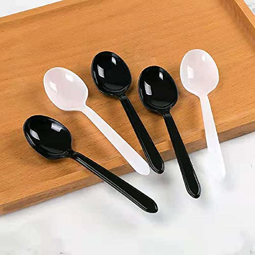100 Disposable Spoons Individually Wrapped,White LightWeight Plastic