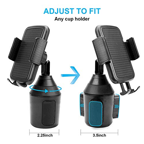 xxiaoTHAWxe New Universal Vehicle Car Truck 360 Degree Adjustable Car Cup Mount Cell Phone Holder Stand Cradle for Cell Phone iPhone Xs/XS Max/X/8/7 Plus/Galaxy for 3-6inch Phone Screen. Black