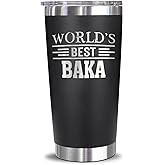 AcevedoDesign World's Best Baka Tumbler - Best Baka Laser Engraved - Baka Mug - Father's Day Gift - Birthday Gift For Baka - Baka Coffee Mug - Stainless Steel Travel Tumbler 20Oz, Black