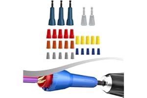 HogarTech Wire Twisting Tool Set for Electric Drill C 3 ABS + 2 Steel Twisters & 25 Wire Connectors for 8/10/12/14 AWG Wires