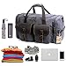 SUVOM Canvas Duffle Bag Leather Weekend Bag Carry On Travel Tote Duffel Weekender Luggage Oversized Holdalls Handbag for Men and Women with Padded Shoulder Strap(Dark Grey)