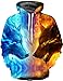 Unisex Realistic 3d Print Galaxy Pullover Hoodie Hooded Sweatshirt (XX-Large/XXX-Large, Wolf Gradient)