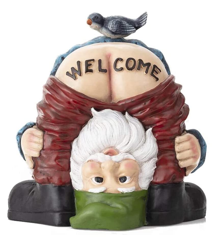 Welcome Garden Gnomes Ornaments-Garden Gnome Statue,Funny Waterproof Resin Dwarf Craft for Lawn Ornaments, Indoor or Outdoor Decorations
