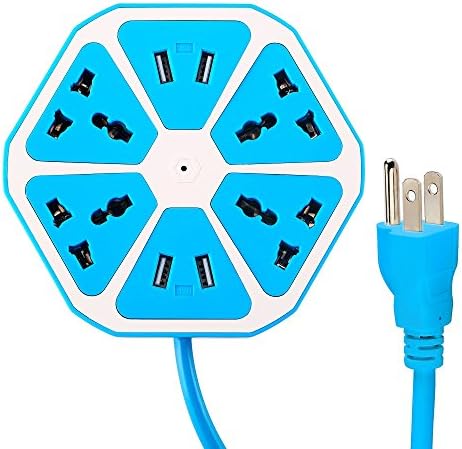 Power Strip+MINI USB Light , HULKER 4 Outlets + 4 USB Ports Surge Protection Power Strip ,Universal Socket Extension cord,Handle (power strip+usb light)