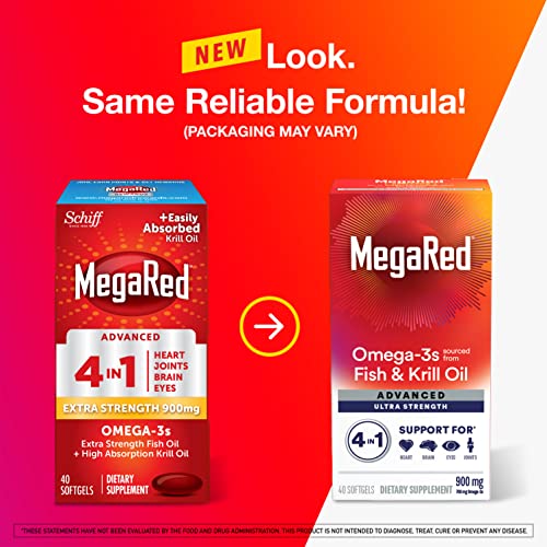MegaRed Fish Oil + Krill Oil 900mg Omega 3 Supplement with EPA & DHA