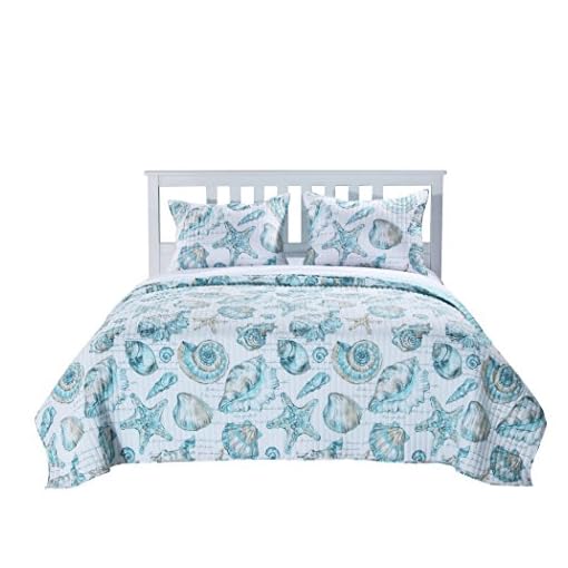 Barefoot Bungalow GL1709GMSK Cruz Coastal Quilt Set, 3Piece King