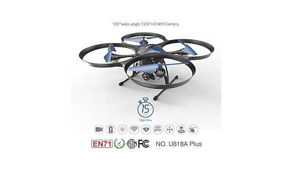 Amazon Com Fytoo Udi U818a Plus 2 4ghz Wifi Fpv Drone With 120 Degree Wide Angle Hd Camera 1280 X 720p Rc Helicopter Toys Games