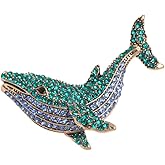 BeeGift Fish Rhinestone Brooch for Women Girl Men. Tropical Fish,Whale Fish Crystal Cluster Fashion Cartoon Animal Lapel Pins Dress Accessories Unisex Delicacy Party Jewelry Gift