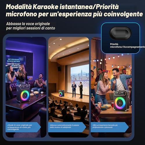 HWWR Karaoke Portable Bluetooth 5.3 Speaker with 2 Wireless Microphones for Adults, PA System with Echo Adjustment, Support TWS/TF Card/USB/AUX/TV Connected for Home Party Stage