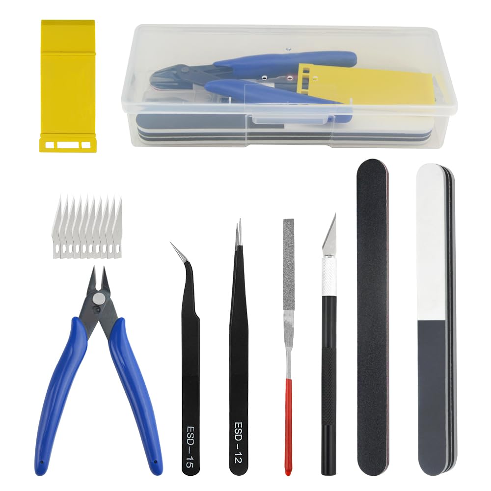 BGTXINGI 13Pcs Modeler Basic Tools Craft Set Gundam Model Tool Assemble Car Model Hobby Building Repairing and Fixing DIY Craft Kit with Plastic Box