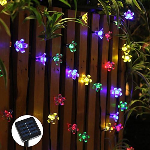 zonyee 7M 50 LED Solar String Lights Flower Bulbs Solar Garden Lights Waterproof Decorative Lighting Fence Lights for Garden, Patio, Yard, Home(Multi-Color)