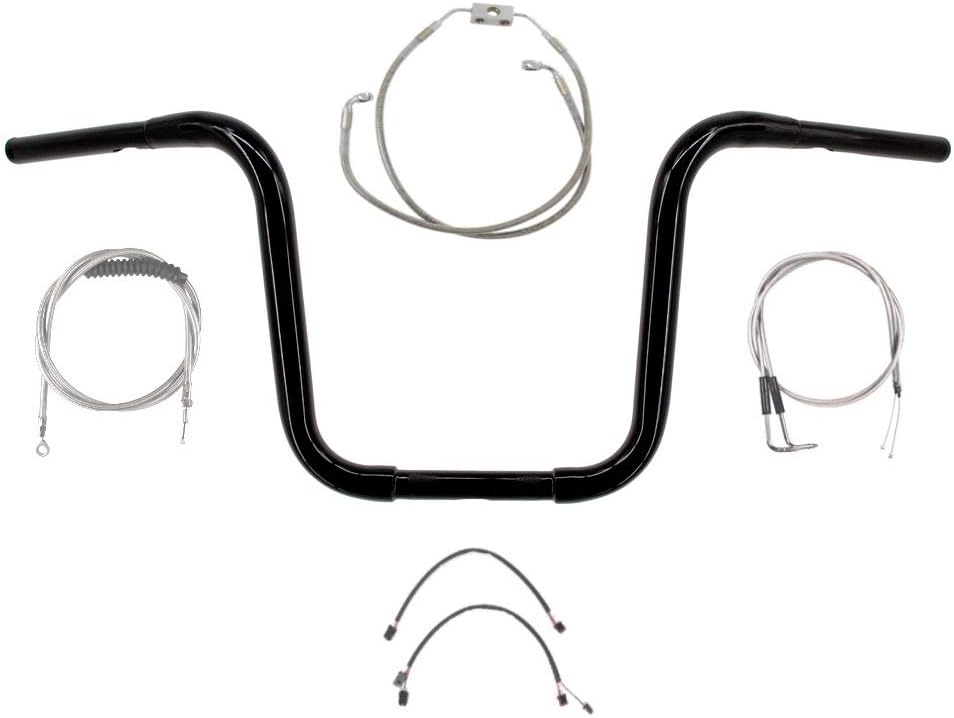 Hill Country Customs 1 1/4" Black Narrow 12" Ape Hanger Handlebar Kit for 2012-2017 Harley-Davidson Dyna models with ABS brakes - BSC-11412GBN-DY12A