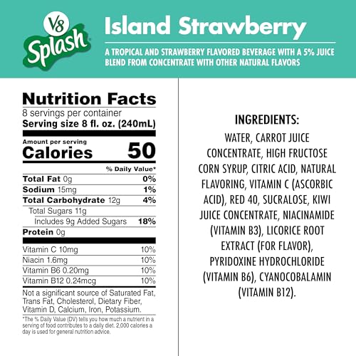 V8 Splash Island Strawberry Flavored Juice Beverage, 64 Fl Oz Bottle on
