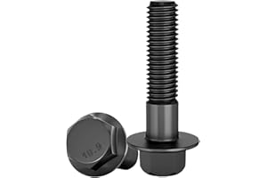 MOUMOUTEN M6*35 Flange Hex Head Bolts, Grade 10.9 Partially Threaded Bolt Black Alloy Steel Screws Finish Hexagonal Flange He