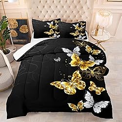 NINENINE Black and Gold Bedding Set Twin Size for