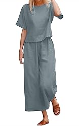 Nfsion Summer Cotton Linen Sets for Women 2